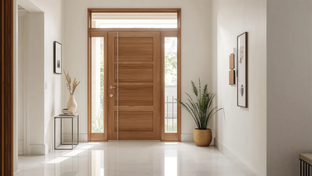 Porte en bois avec fenetre